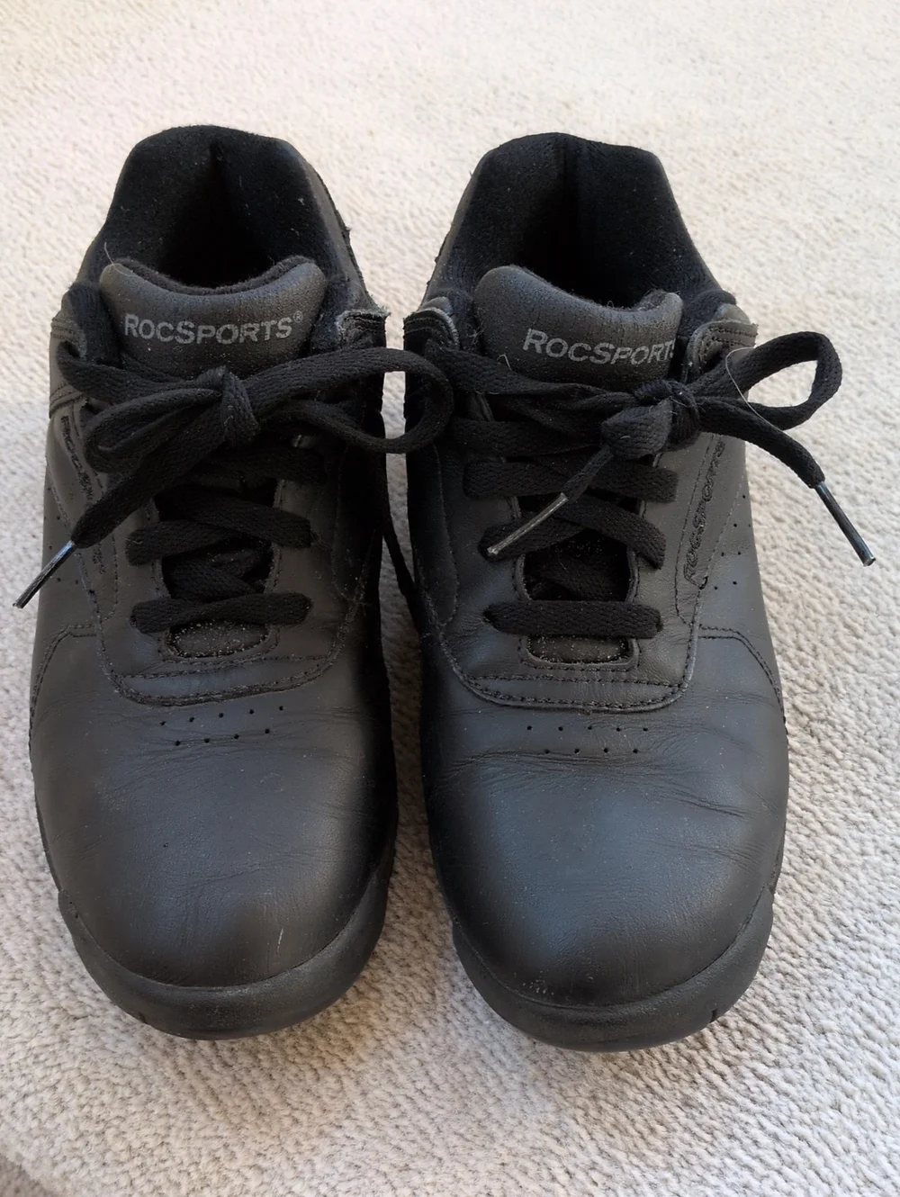 Women's RocSports Black Lace-Up Leather Walking Shoes